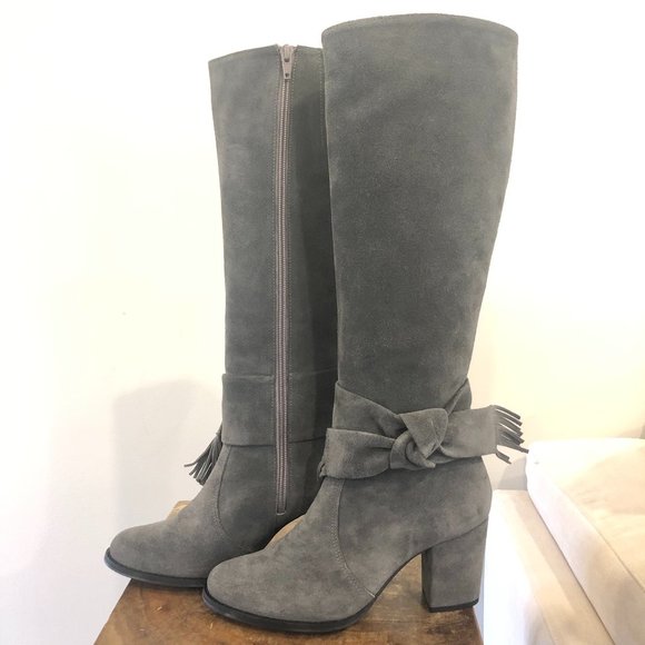 Gray Suede Heeled Boots by Daniela *New* - Picture 1 of 7